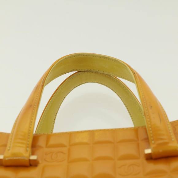 CHANEL Hand Bag Patent leather Yellow CC Auth bs5046 - Picture 8 of 16